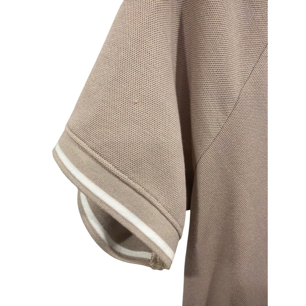 Spanx Polo Shirt Tan AirEssentials Short Sleeve V-Neck Tipped Ribbed Hem Small - Picture 4 of 4